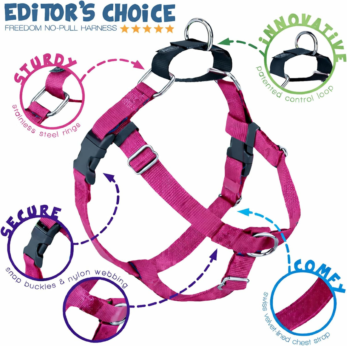 Freedom No Pull Dog Harness, 1 inch MD, Teal | Discourages Pulling, Comfortable Control Adjustable Dog Harness for Medium Sized Dogs, Made in USA (Leash Not Included)