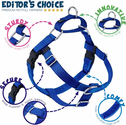 Freedom No Pull Dog Harness, 1 inch MD, Teal | Discourages Pulling, Comfortable Control Adjustable Dog Harness for Medium Sized Dogs, Made in USA (Leash Not Included)
