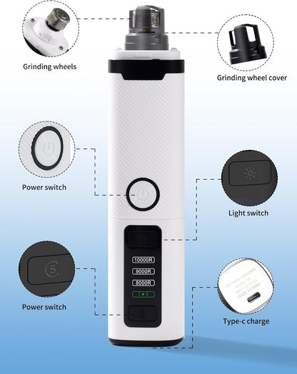 Electric Dog Nail Grinder for Small Medium Large Breeds with LED Lights
