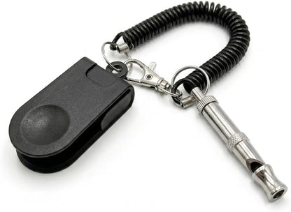 Dog Training Clicker and Whistle Set, 2-in-1 Positive Reinforcement Tool for Puppies, Dogs and Cats, Behavior Correction Device, Dog Training Tool Kit, Black