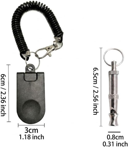Dog Training Clicker and Whistle Set, 2-in-1 Positive Reinforcement Tool for Puppies, Dogs and Cats, Behavior Correction Device, Dog Training Tool Kit, Black