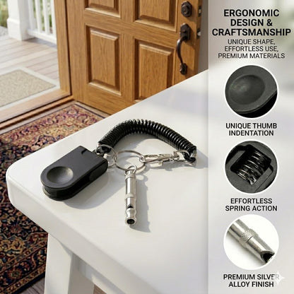 Dog Training Clicker and Whistle Set, 2-in-1 Positive Reinforcement Tool for Puppies, Dogs and Cats, Behavior Correction Device, Dog Training Tool Kit, Black