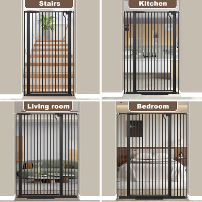 51.18" Extra Tall Cat Gate for Doorway, Adjustable 29.5"-32.6" Wide Pressure Mounted Dog Gate Indoor for Stairs, Child Safety Gate Metal Auto Close Baby Gate for Pet Kid Walk Through, White