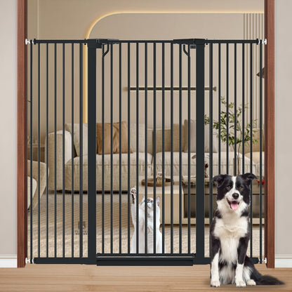 51.18" Extra Tall Cat Gate for Doorway, Adjustable 29.5"-32.6" Wide Pressure Mounted Dog Gate Indoor for Stairs, Child Safety Gate Metal Auto Close Baby Gate for Pet Kid Walk Through, White