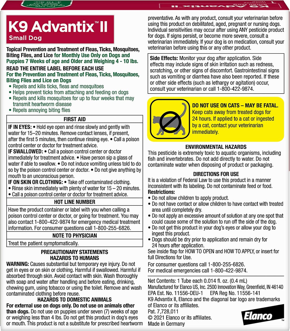 II Small Dog Vet-Recommended Flea, Tick & Mosquito Treatment & Prevention | Dogs 4-10 lbs. | 1-Mo Supply