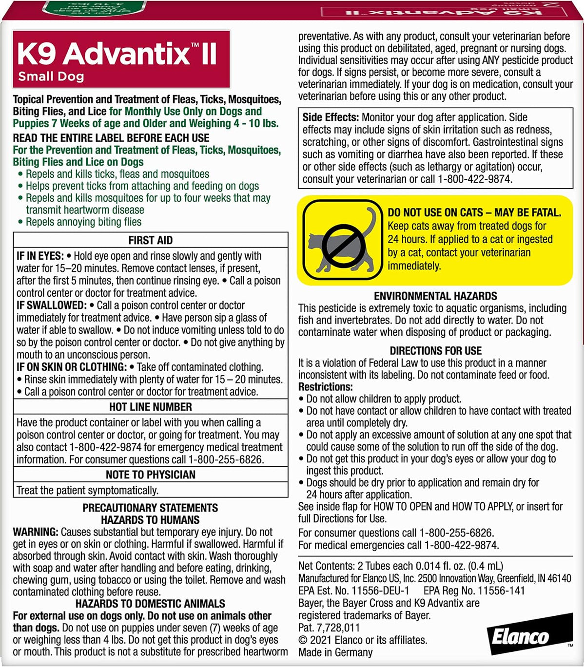 II Small Dog Vet-Recommended Flea, Tick & Mosquito Treatment & Prevention | Dogs 4-10 lbs. | 1-Mo Supply