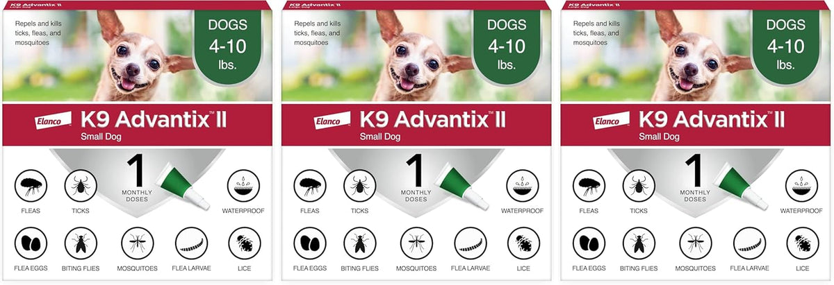 II Small Dog Vet-Recommended Flea, Tick & Mosquito Treatment & Prevention | Dogs 4-10 lbs. | 1-Mo Supply