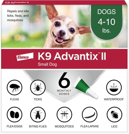 II Small Dog Vet-Recommended Flea, Tick & Mosquito Treatment & Prevention | Dogs 4-10 lbs. | 1-Mo Supply