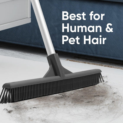 Superio 16” Pet Hair Remover Silicone Broom - Carpet Rake for Fur Removal - Rug Rake to Fluff Carpet – for Dust on Hardwood Floor & Tile – Rinse to Clean