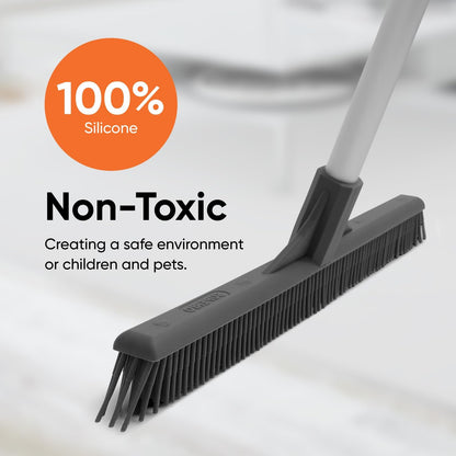 Superio 16” Pet Hair Remover Silicone Broom - Carpet Rake for Fur Removal - Rug Rake to Fluff Carpet – for Dust on Hardwood Floor & Tile – Rinse to Clean