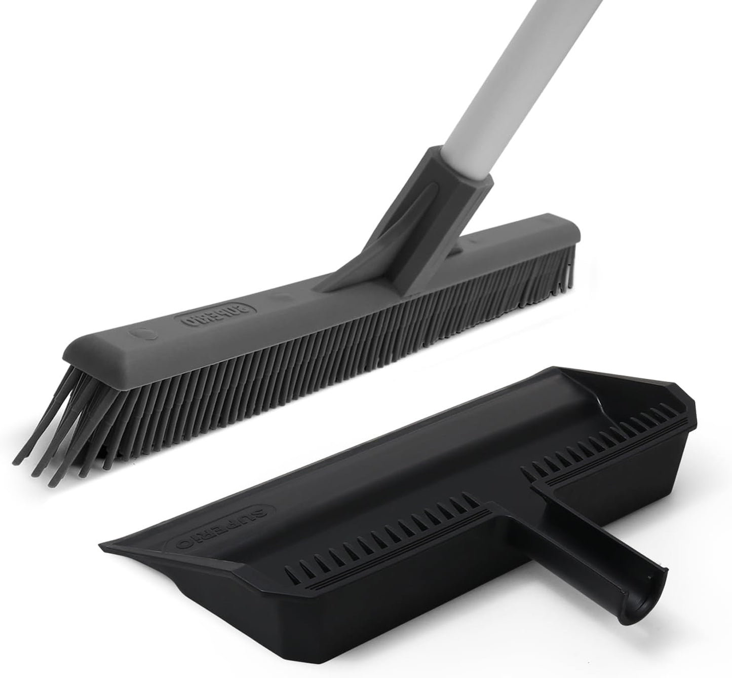 Superio 16” Pet Hair Remover Silicone Broom - Carpet Rake for Fur Removal - Rug Rake to Fluff Carpet – for Dust on Hardwood Floor & Tile – Rinse to Clean