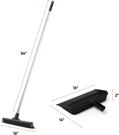 Superio 16” Pet Hair Remover Silicone Broom - Carpet Rake for Fur Removal - Rug Rake to Fluff Carpet – for Dust on Hardwood Floor & Tile – Rinse to Clean