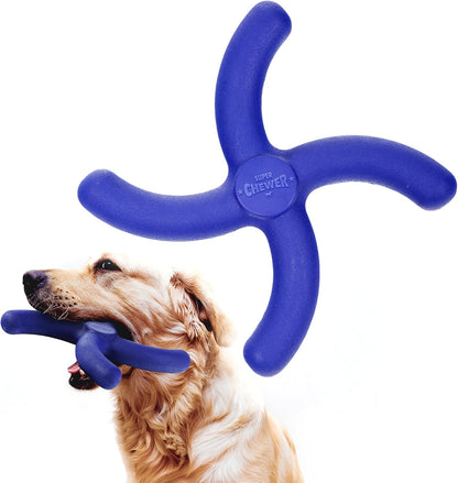 SuperChewer Tough Tug-of-War Flying Disc Toy | Lifetime Replacement | Strong Natural Rubber | Great Tug Disc Fetch Toy for Dogs | Ultra Durable Chew Toys for Aggressive Chewers | For All Breeds