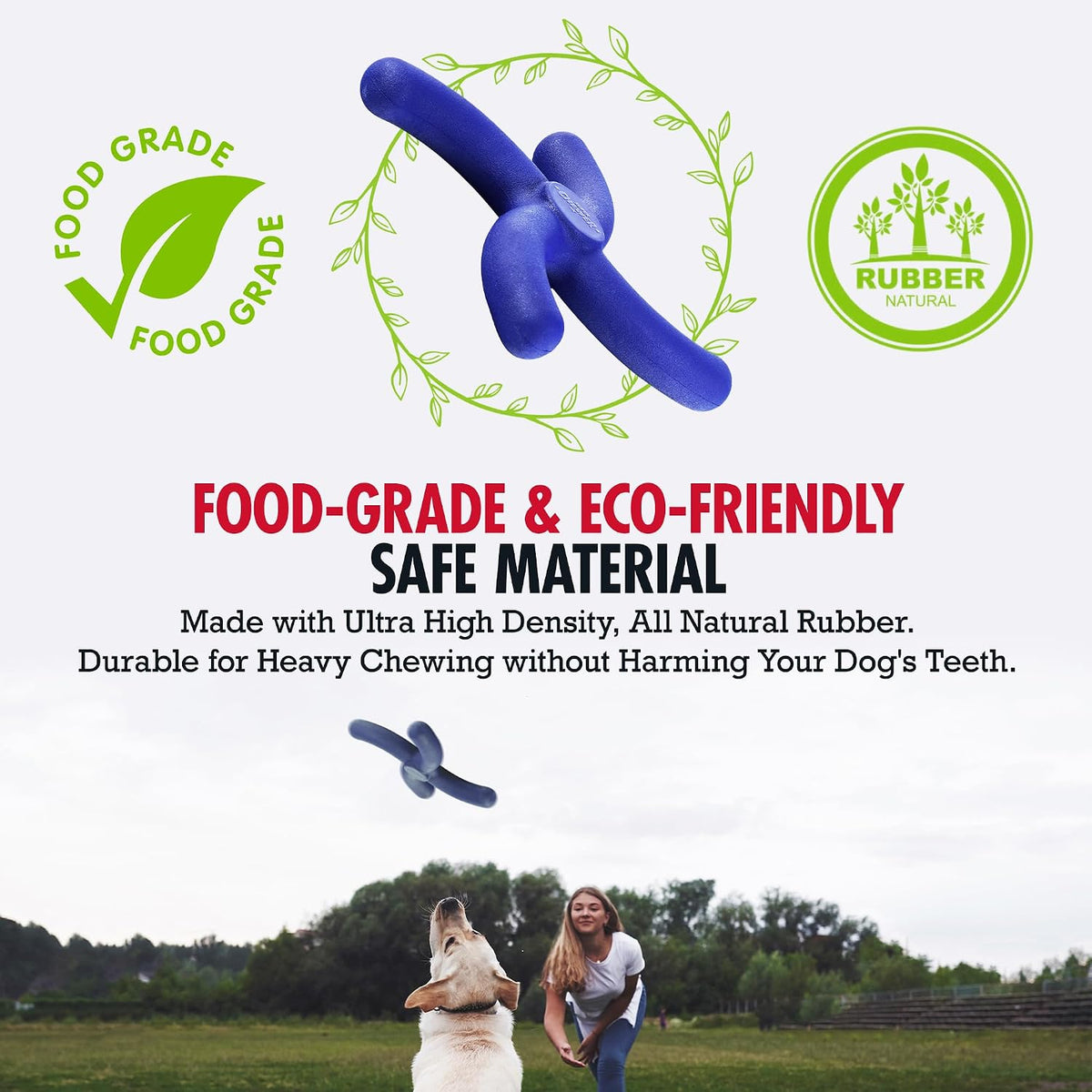 SuperChewer Tough Tug-of-War Flying Disc Toy | Lifetime Replacement | Strong Natural Rubber | Great Tug Disc Fetch Toy for Dogs | Ultra Durable Chew Toys for Aggressive Chewers | For All Breeds
