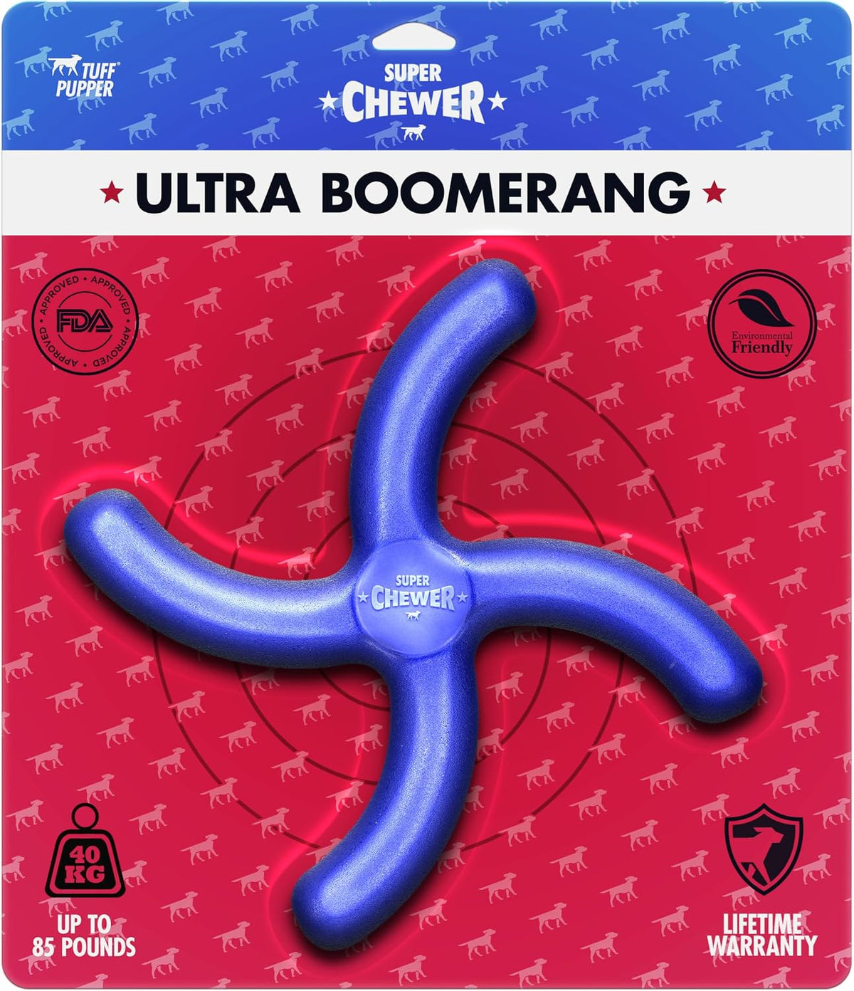 SuperChewer Tough Tug-of-War Flying Disc Toy | Lifetime Replacement | Strong Natural Rubber | Great Tug Disc Fetch Toy for Dogs | Ultra Durable Chew Toys for Aggressive Chewers | For All Breeds