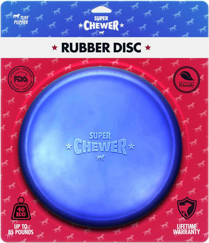 SuperChewer Tough Tug-of-War Flying Disc Toy | Lifetime Replacement | Strong Natural Rubber | Great Tug Disc Fetch Toy for Dogs | Ultra Durable Chew Toys for Aggressive Chewers | For All Breeds