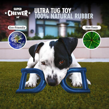 SuperChewer Tough Tug-of-War Flying Disc Toy | Lifetime Replacement | Strong Natural Rubber | Great Tug Disc Fetch Toy for Dogs | Ultra Durable Chew Toys for Aggressive Chewers | For All Breeds