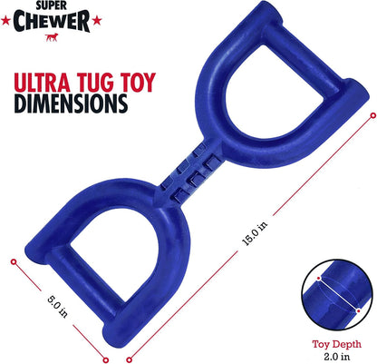 SuperChewer Tough Tug-of-War Flying Disc Toy | Lifetime Replacement | Strong Natural Rubber | Great Tug Disc Fetch Toy for Dogs | Ultra Durable Chew Toys for Aggressive Chewers | For All Breeds