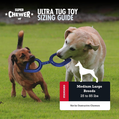 SuperChewer Tough Tug-of-War Flying Disc Toy | Lifetime Replacement | Strong Natural Rubber | Great Tug Disc Fetch Toy for Dogs | Ultra Durable Chew Toys for Aggressive Chewers | For All Breeds