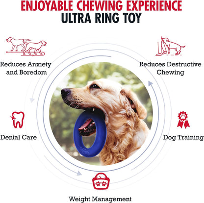 SuperChewer Tough Tug-of-War Flying Disc Toy | Lifetime Replacement | Strong Natural Rubber | Great Tug Disc Fetch Toy for Dogs | Ultra Durable Chew Toys for Aggressive Chewers | For All Breeds
