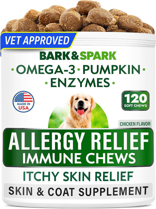 Dog Allergy Relief Chews - Skin Health & Anti-Itch Supplement with Omega-3