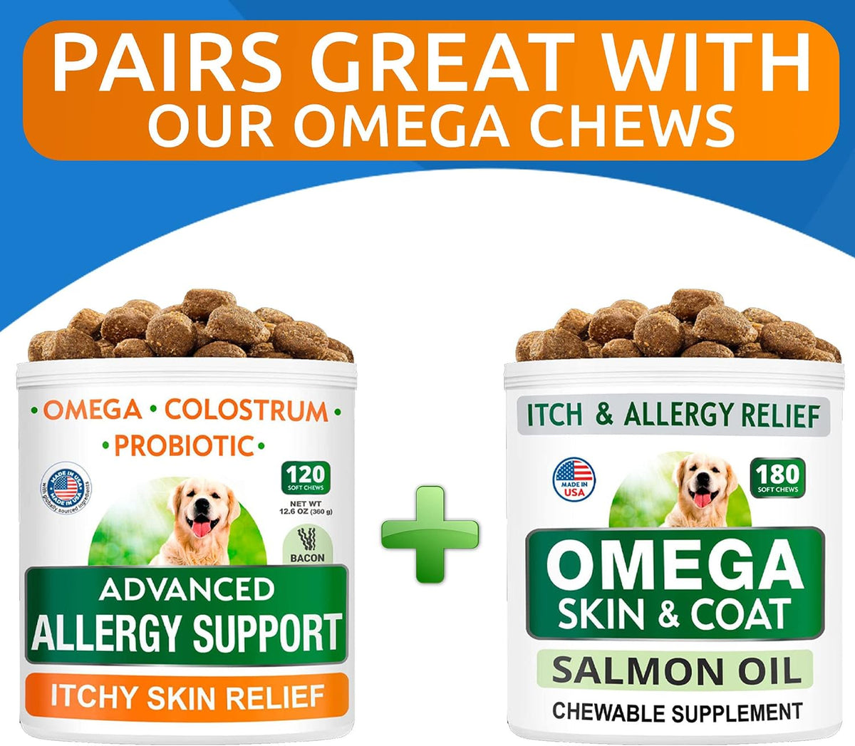 Dog Allergy Relief Chews - Skin Health & Anti-Itch Supplement with Omega-3