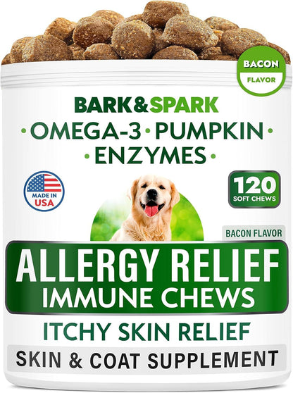 Dog Allergy Relief Chews - Skin Health & Anti-Itch Supplement with Omega-3