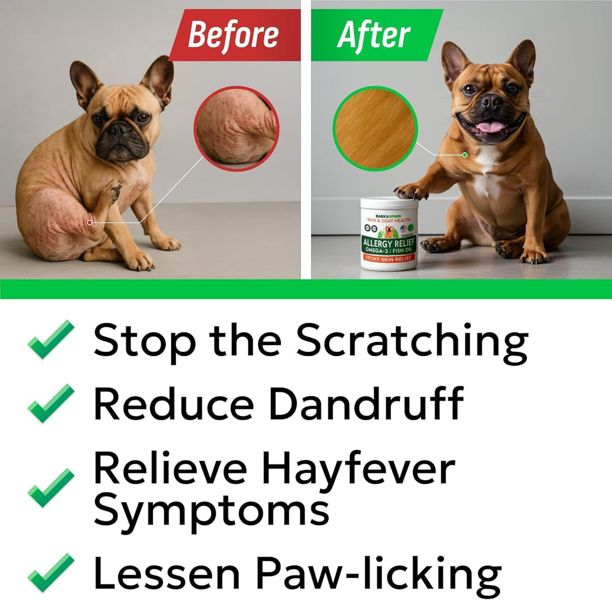 Dog Allergy Relief Chews - Skin Health & Anti-Itch Supplement with Omega-3