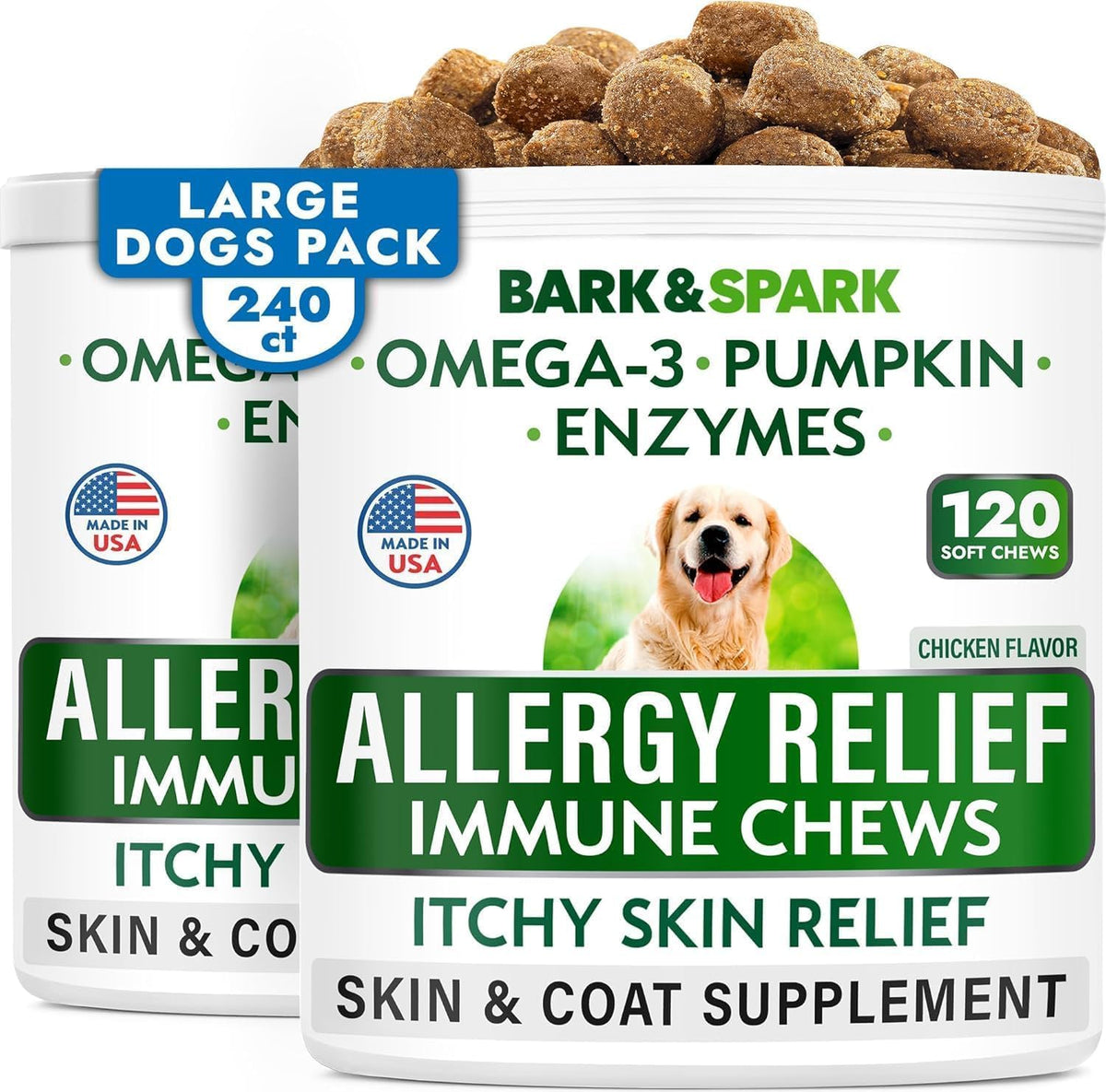 Dog Allergy Relief Chews - Skin Health & Anti-Itch Supplement with Omega-3