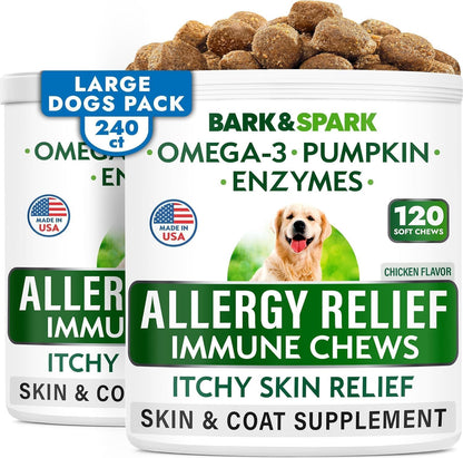 Dog Allergy Relief Chews - Skin Health & Anti-Itch Supplement with Omega-3