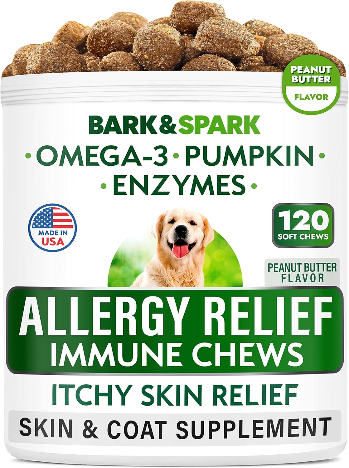 Dog Allergy Relief Chews - Skin Health & Anti-Itch Supplement with Omega-3