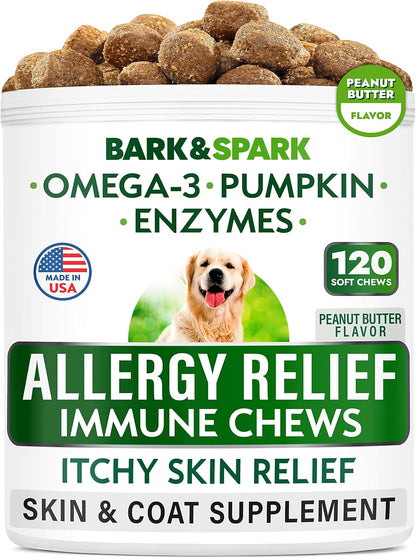 Dog Allergy Relief Chews - Skin Health & Anti-Itch Supplement with Omega-3