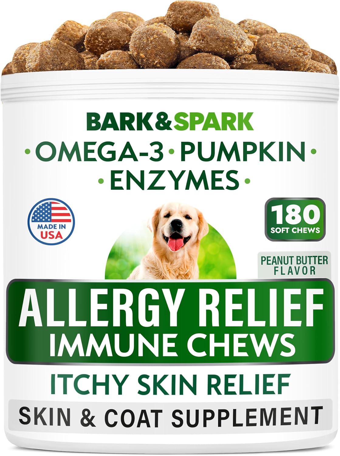 Dog Allergy Relief Chews - Skin Health & Anti-Itch Supplement with Omega-3