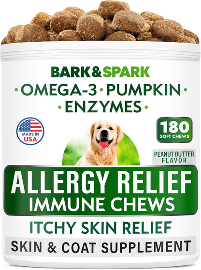 Dog Allergy Relief Chews - Skin Health & Anti-Itch Supplement with Omega-3