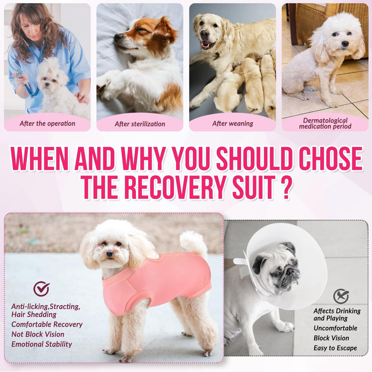 Recovery Suit for Dogs, Onesie Spay Neuter Surgery Suit Female Male