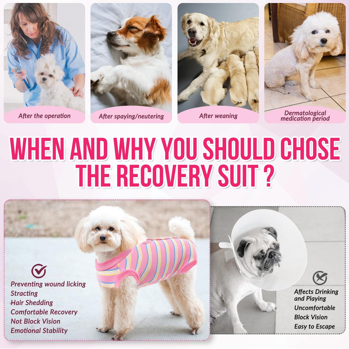 Recovery Suit for Dogs, Onesie Spay Neuter Surgery Suit Female Male