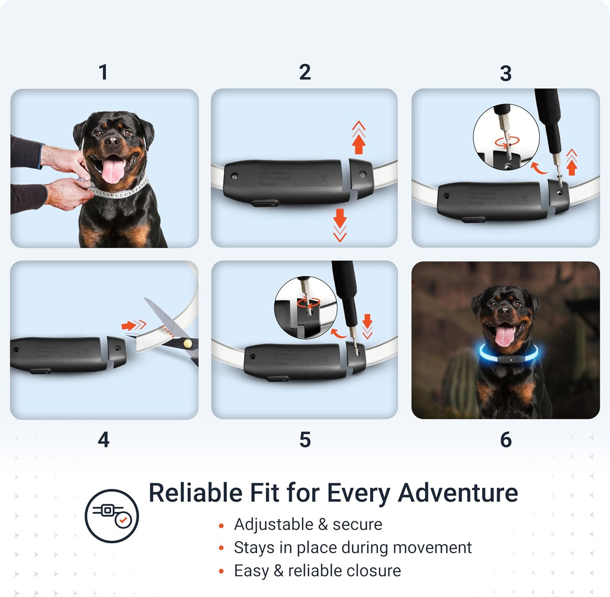 PAJ Light LED Dog Collar for Medium & Large Dogs