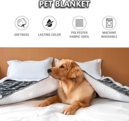 Waterproof Dog Blanket, Pattern Printing Super Soft Warm Fluffy Facecloth Sofa Car Bed Protector, Urine Proof Washable Outdoor Pet Blanket for Puppy Large Dogs & Cats(paw & Bone40*30)