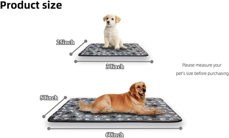 Waterproof Dog Blanket, Pattern Printing Super Soft Warm Fluffy Facecloth Sofa Car Bed Protector, Urine Proof Washable Outdoor Pet Blanket for Puppy Large Dogs & Cats(paw & Bone40*30)