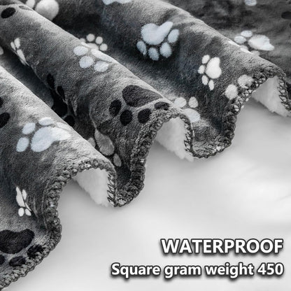 Waterproof Dog Blanket, Pattern Printing Super Soft Warm Fluffy Facecloth Sofa Car Bed Protector, Urine Proof Washable Outdoor Pet Blanket for Puppy Large Dogs & Cats(paw & Bone40*30)
