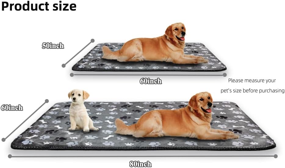 Waterproof Dog Blanket, Pattern Printing Super Soft Warm Fluffy Facecloth Sofa Car Bed Protector, Urine Proof Washable Outdoor Pet Blanket for Puppy Large Dogs & Cats(paw & Bone40*30)