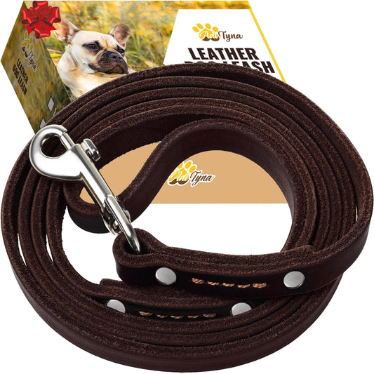 Leather Dog Leash for Small & Medium Dogs, 6ft x 1/2"
