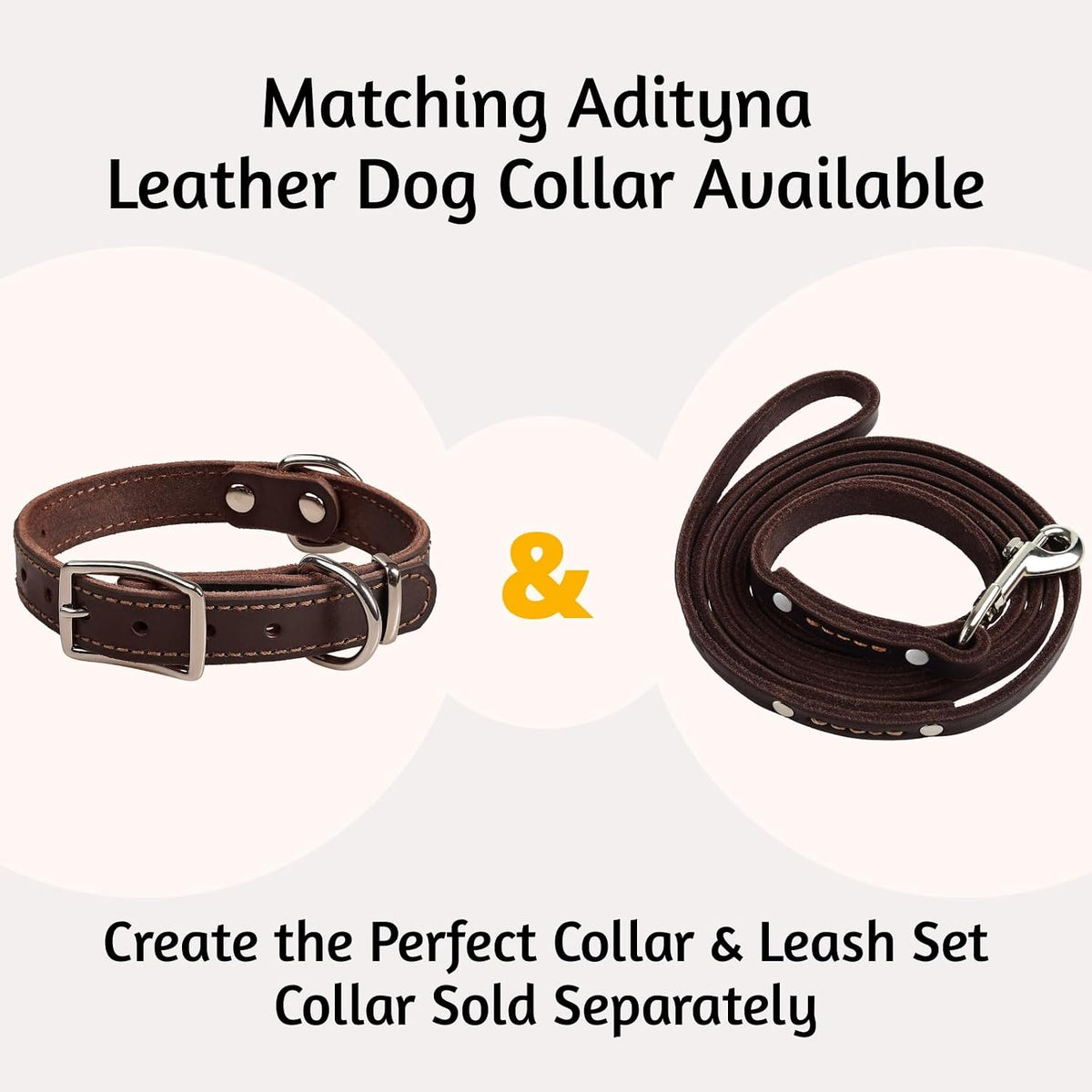 Leather Dog Leash for Small & Medium Dogs, 6ft x 1/2"