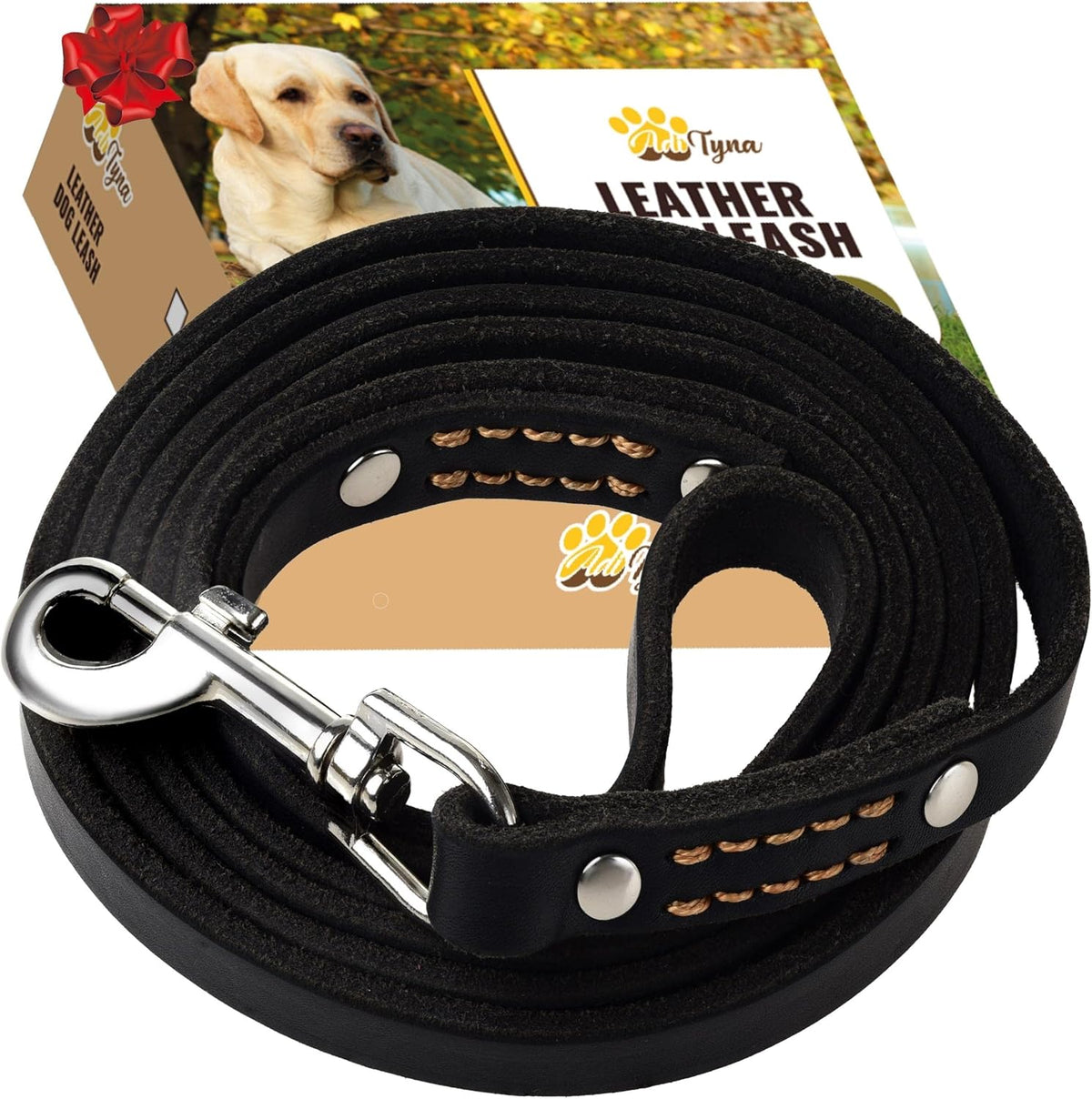 Leather Dog Leash for Small & Medium Dogs, 6ft x 1/2"