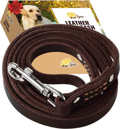 Leather Dog Leash for Small & Medium Dogs, 6ft x 1/2"