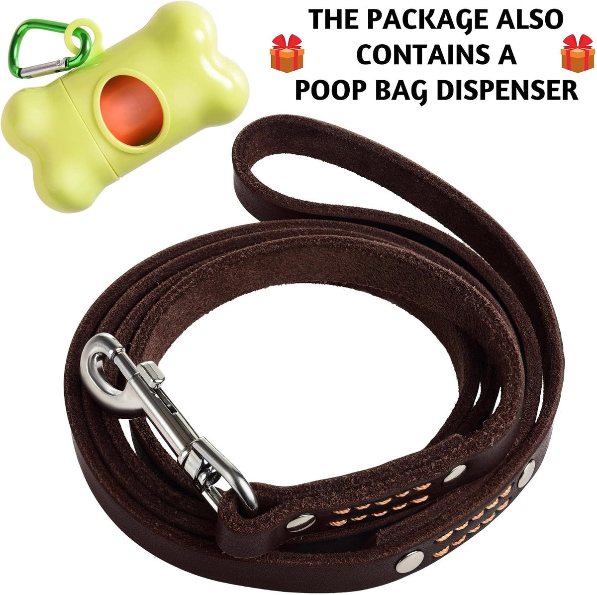 Leather Dog Leash for Small & Medium Dogs, 6ft x 1/2"