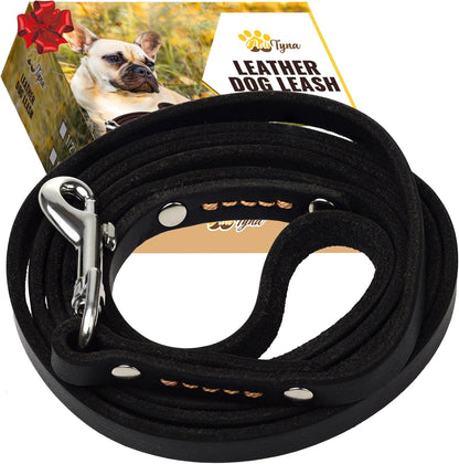 Leather Dog Leash for Small & Medium Dogs, 6ft x 1/2"