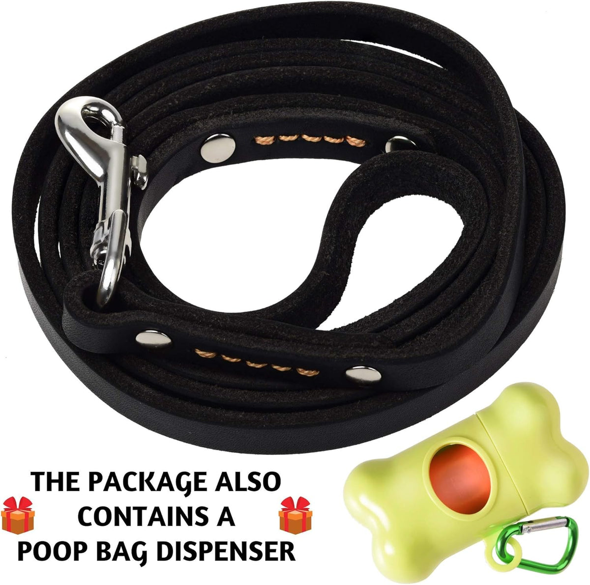 Leather Dog Leash for Small & Medium Dogs, 6ft x 1/2"