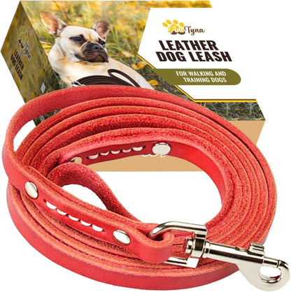 Leather Dog Leash for Small & Medium Dogs, 6ft x 1/2"