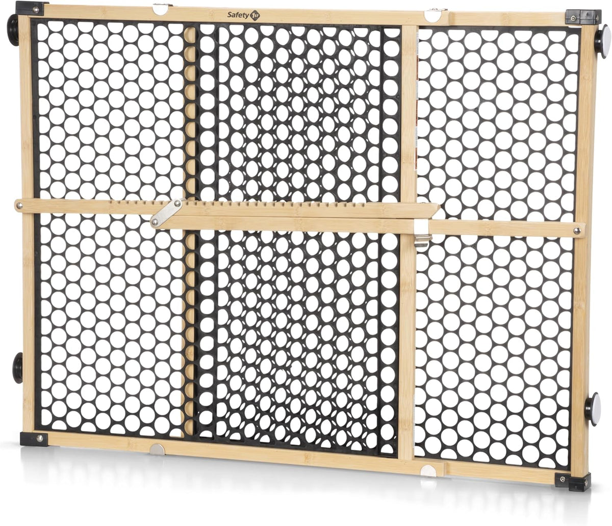 Bamboo Baby Gate for Doorways, No Drill Easy Install, Dog Gates, Fits 28"-42", 24" High, Bamboo and Black